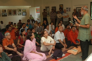 Shrikant Jadhav having a dialogue with audience at Artfest 09, Indiaart Gallery